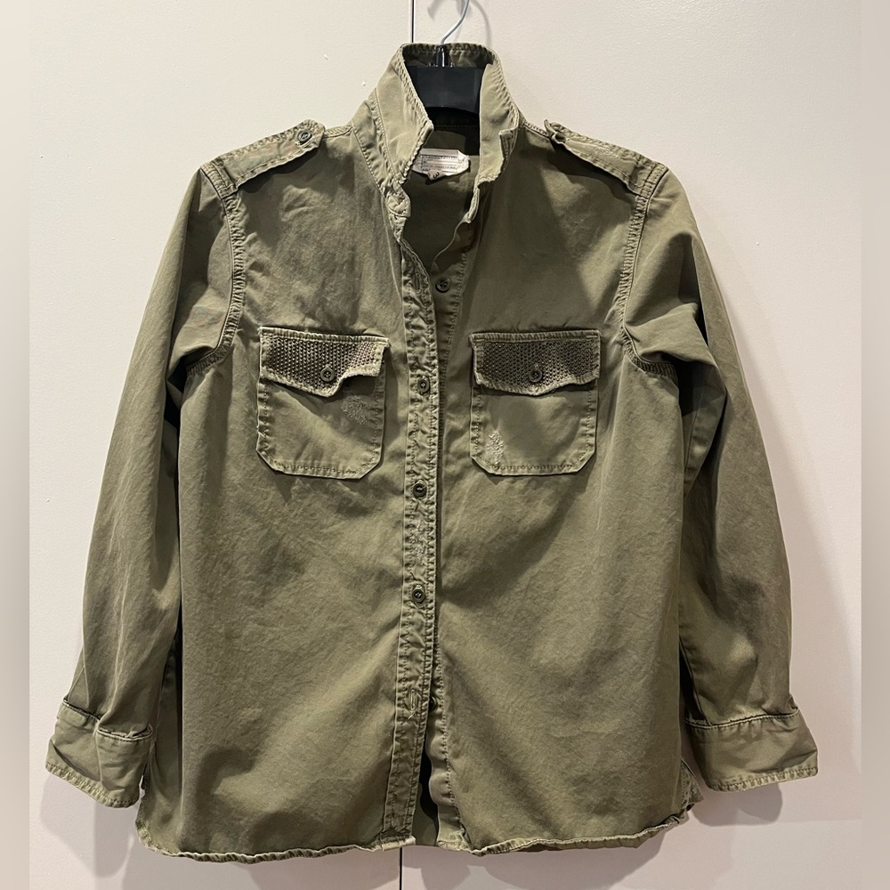 Current/Elliot Distressed Army Top w/mini Studs